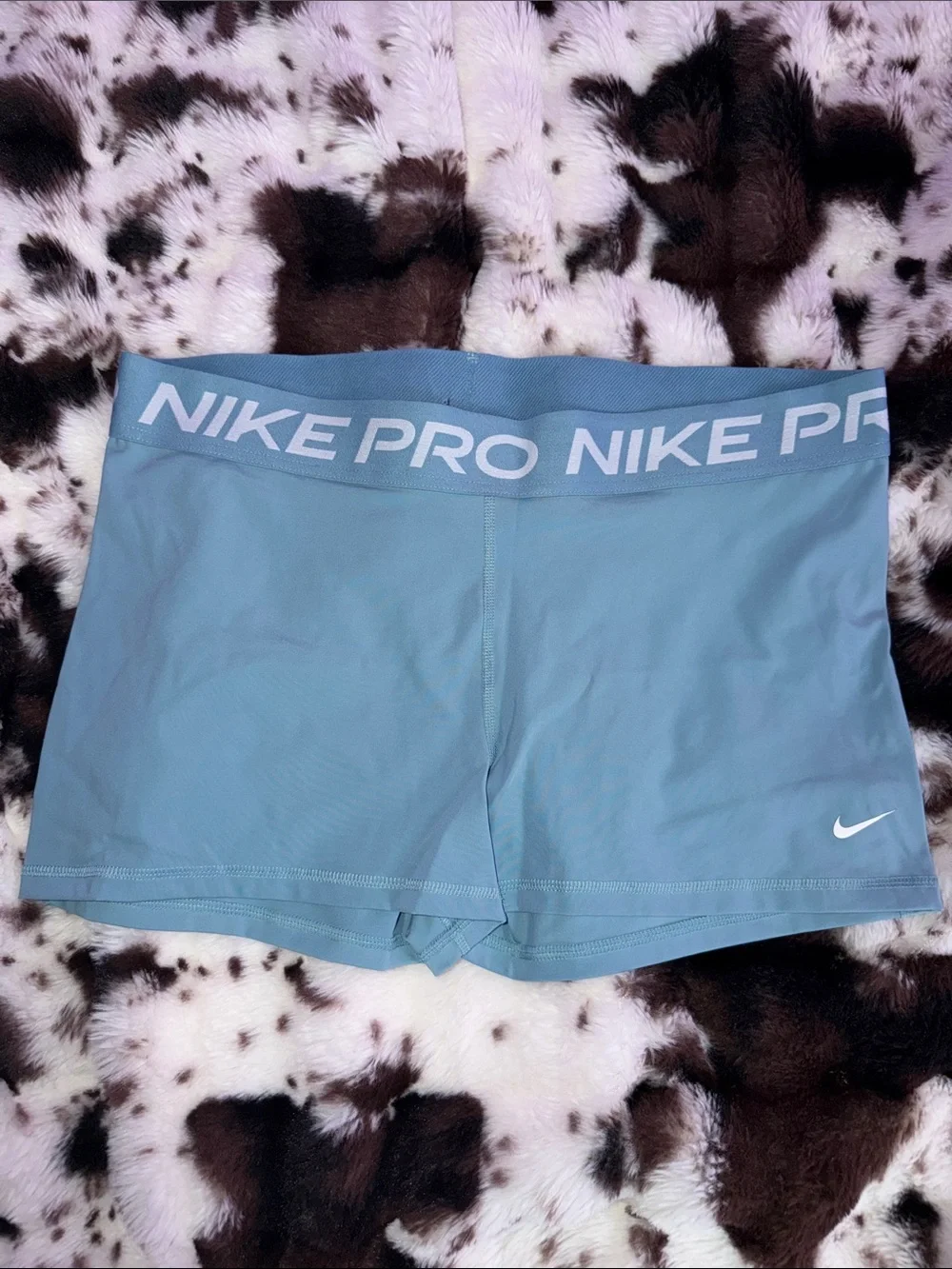 Nike Pro Teal Blue Performance Shorts with White Swoosh
